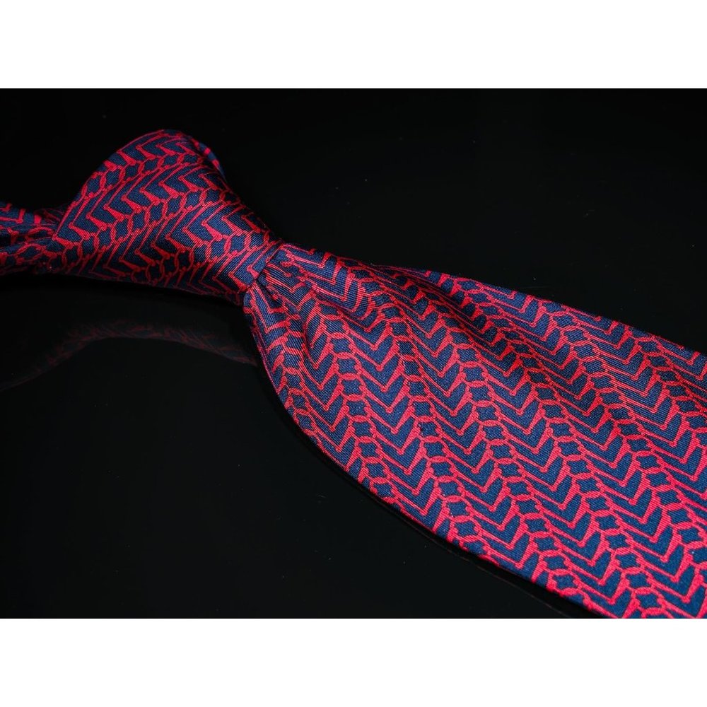 Astor & Black Navy Blue Magenta Mechanical Pattern 100%  Silk Men's Designer Tie